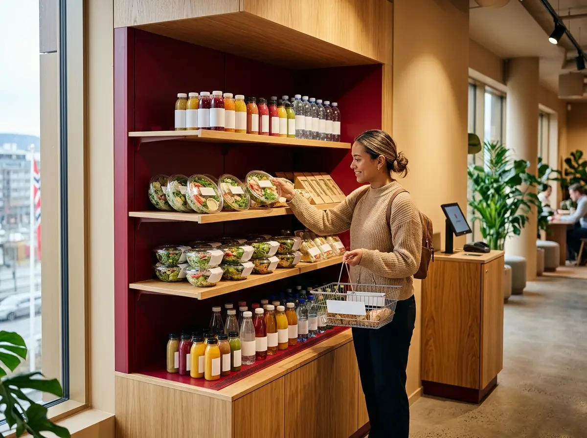 AI-generated illustration: unmanned shop with fresh food